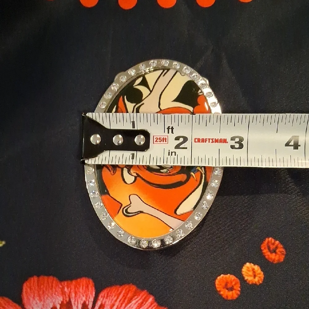 Mad Dog Bulldog Oval Rhinestone Belt Buckle